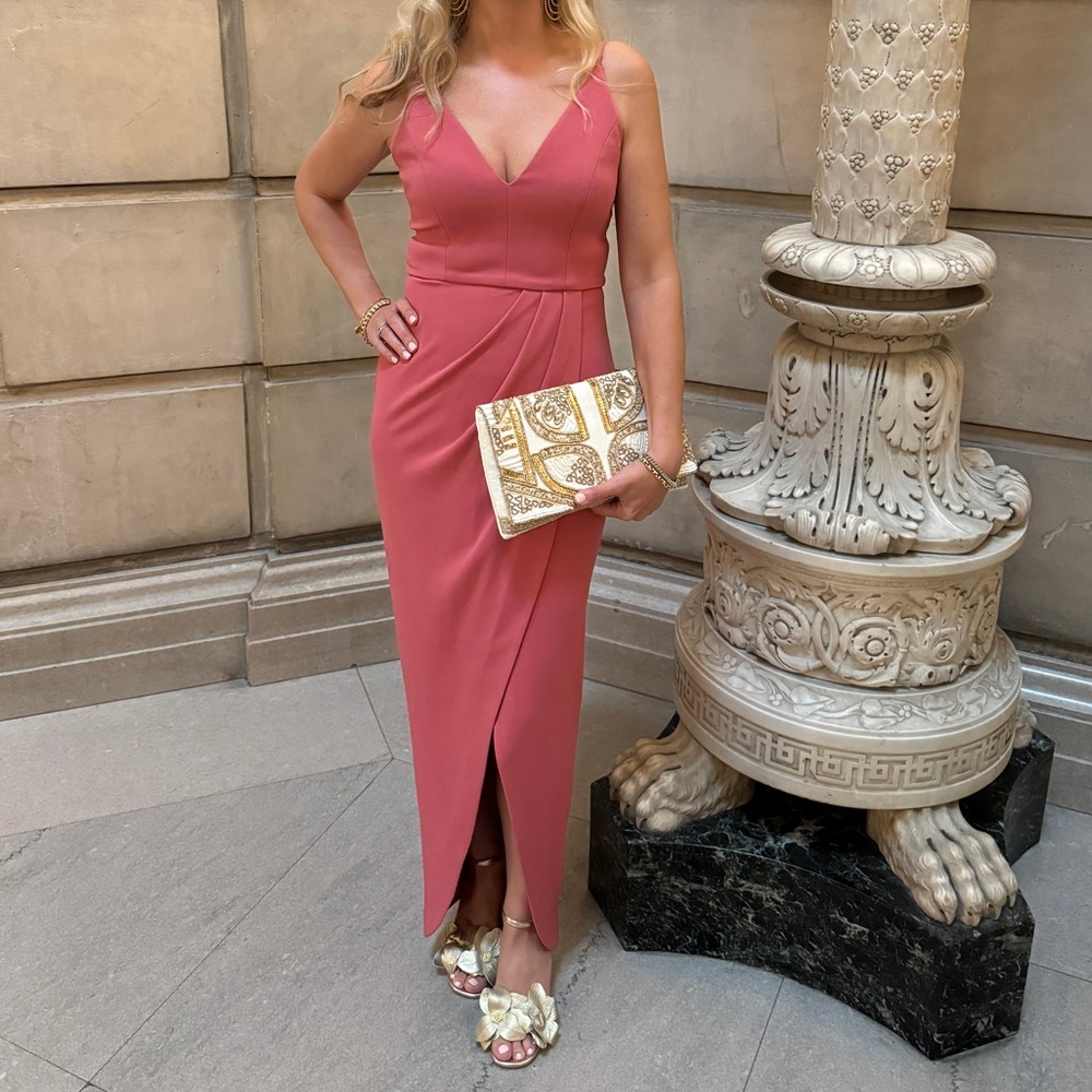 Pink Spring Summer Wedding Guest or Prom Gown The Ines V-Neck Tulip Gown XS